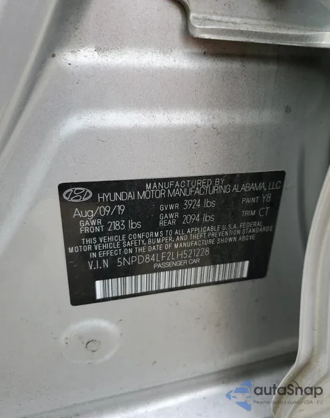 2020 Hyundai Elantra Sel z USA, uszkodzony, nr VIN 5NPD84LF2LH521228